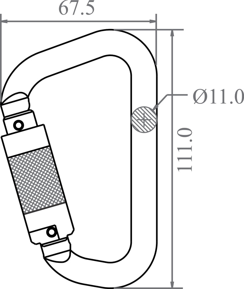 FA5021722B - KRATOS Safety Green Aluminium Quarter turn-locking karabiner - Keylock type